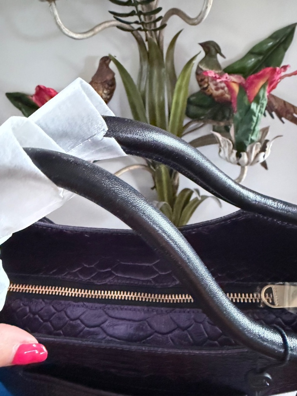 💜🤩 NWT Brahmin Ultraviolet Altair Elaine Handbag Purple Black Snake Studs 🤩💜 - Picture 9 of 16